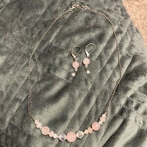 Rose quartz necklace/earrings